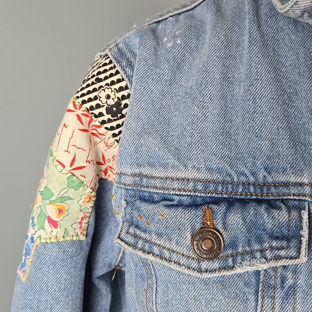 ✨️ One Of A Kind Refashioned Denim Jacket✨️ - Picture 5 of 8